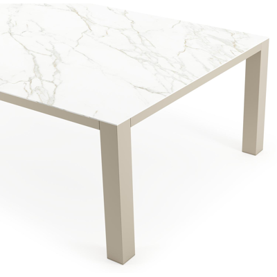 Nano XL tuintafel rechthoekig in beige aluminium en volkeramiek Calacatta - L 240 x B 148 x H 75 cm