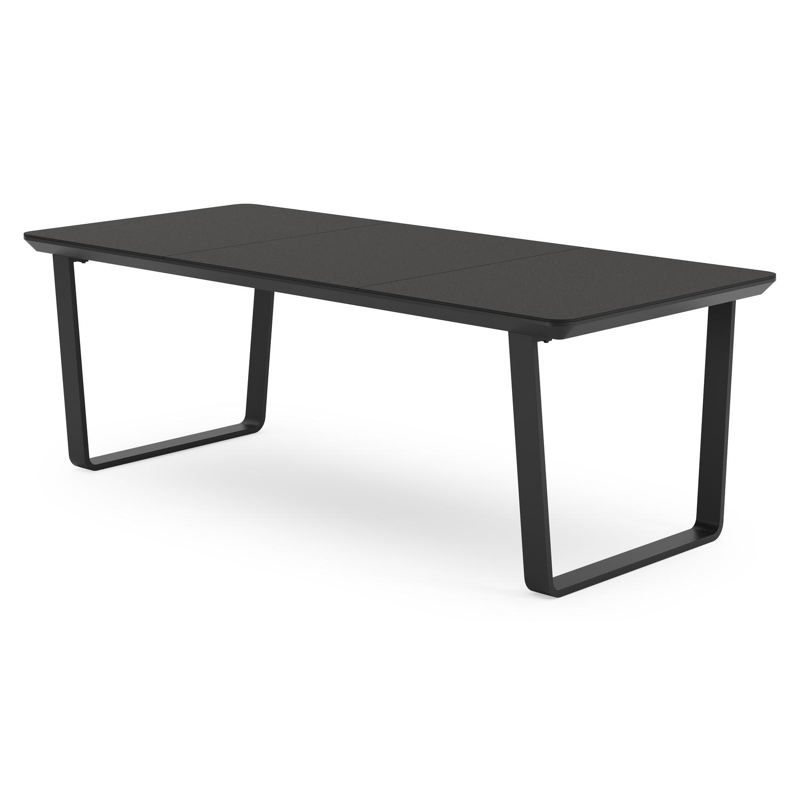 Alora tuintafel rechthoekig afgerond in zwart aluminium en sintered stone zwart - L 220 x B 100 x H 74.5 cm
