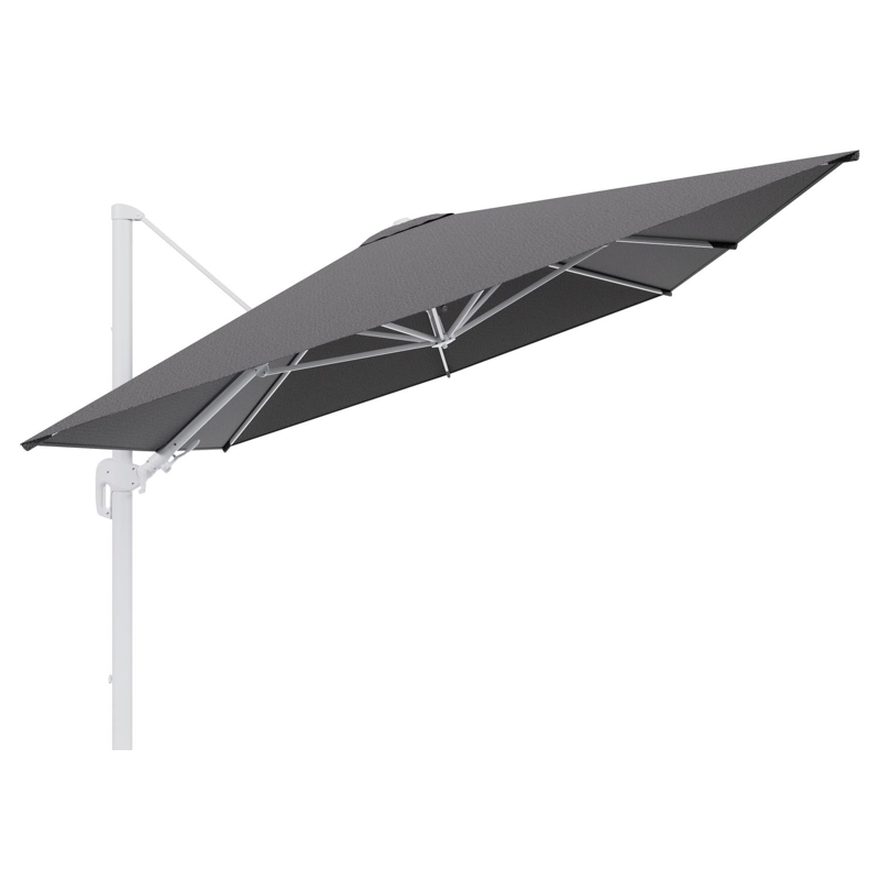 Parasol pendant Rufina avec fonction tilt en aluminium blanc et toile de parasol en All Weather Solica Firenze Tunder  - Lg.1 400 x Lg.2 300 cm (sans pied de parasol