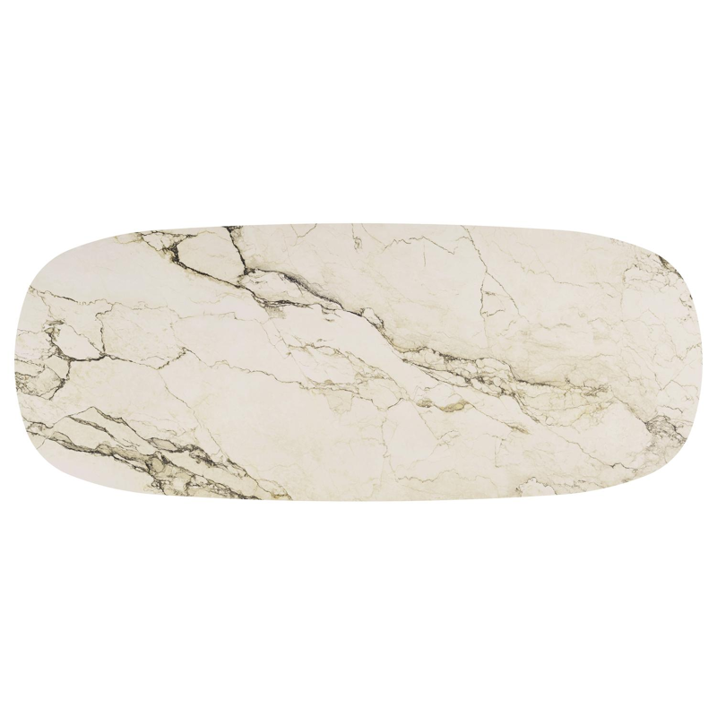 Table de jardin low dining Amico bombo en aluminium beige et céramique pleine Colorado Dunes - Lg. 320 x Lrg. 130 x Haut. 61 cm