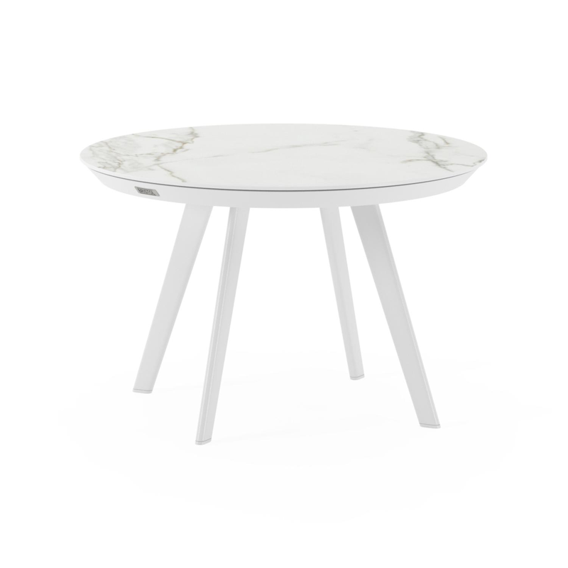 Rondo loungetafel in wit aluminium en calacatta volkeramiek - Dia. 65 x H 40 cm