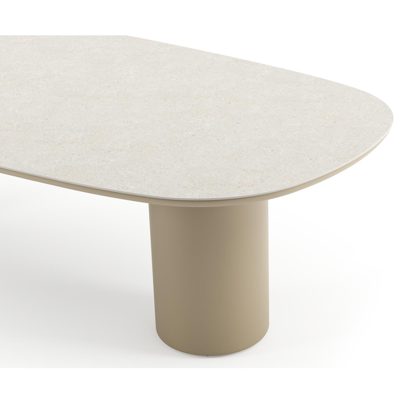 Amico tuintafel bombo in beige aluminium en volkeramiek Shilin - L 270 x B 125 x H 73.5 cm