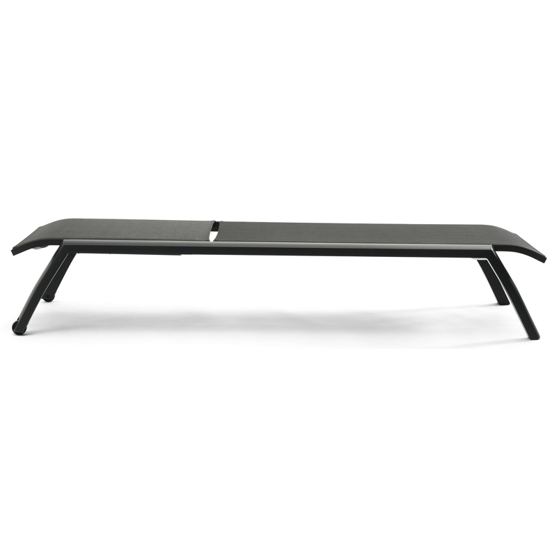 Bari verstelbaar ligbed in zwart aluminium met zwart textilene