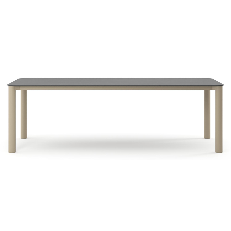 Orso tuintafel rechthoekig afgerond in beige aluminium en volkeramiek Basalt Black - L 240 x B 100 x H 74.5 cm