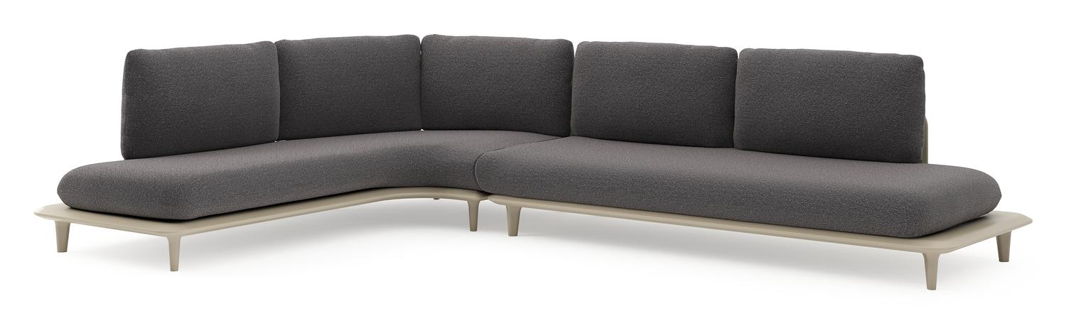 Salon de jardin d'angle Bomero en aluminium beige et coussins en all weather solica firenze tunder