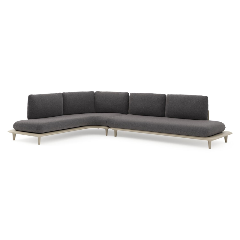 Salon de jardin d'angle Bomero en aluminium beige et coussins en all weather solica firenze tunder