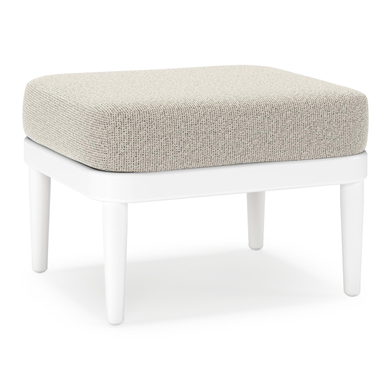 Pouf Orso en aluminium blanc et coussins en all weather solica Firenze Sand