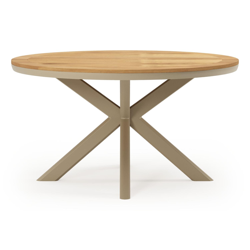 Pamplona tuintafel rond in beige aluminium en sintered stone Naturel - Dia. 140.4 x H 73.5 cm