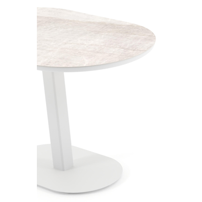 Teramo tuintafel bombo in wit aluminium en volkeramiek Taj Mahal - L 110 x B 70 x H 73.7 cm