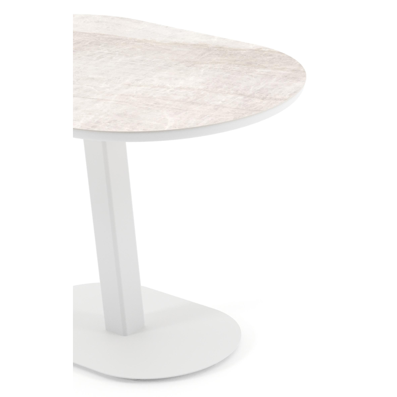 Teramo kantelbare tuintafel bombo in wit aluminium en volkeramiek Taj Mahal - L 110 x B 70 x H 74 cm