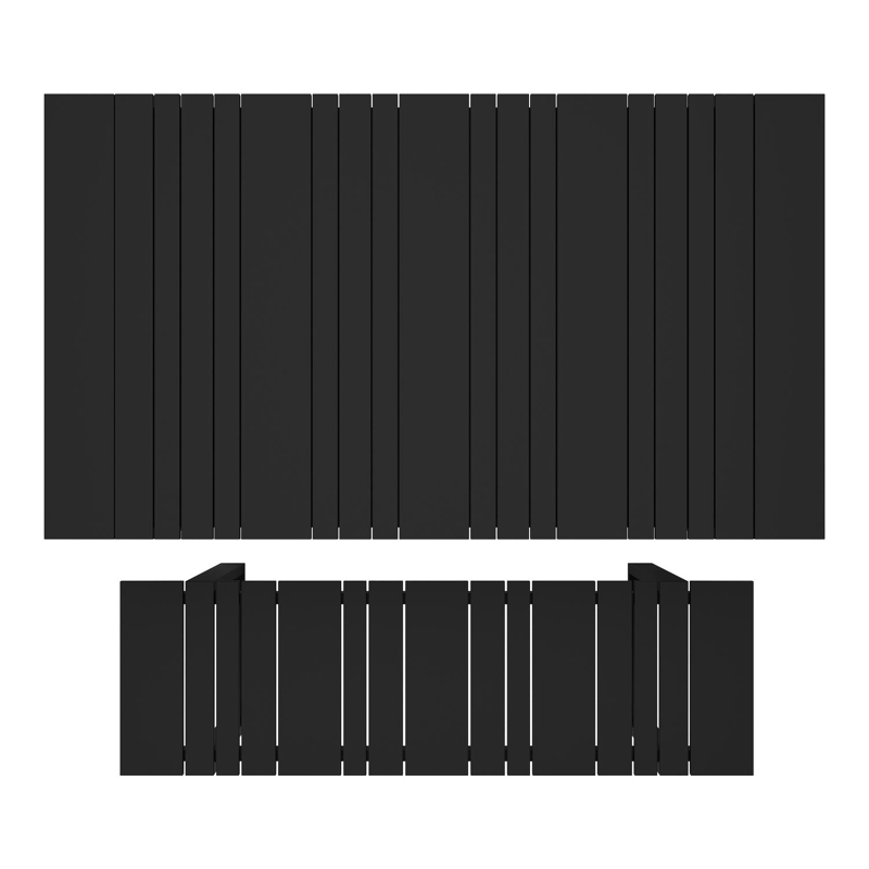 Merida loungetafel en bank in zwart aluminium en zwart - L 123 x B 70 x H 69.5 cm