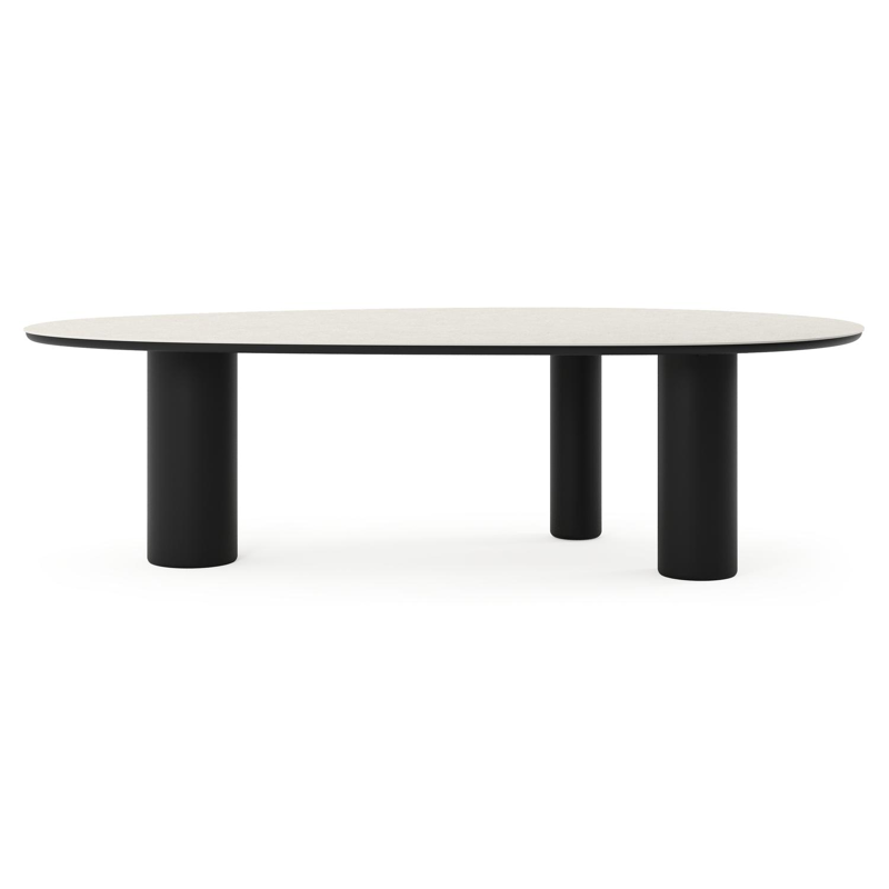 Amico tuintafel mango in zwart aluminium en volkeramiek Shilin - L 260 x B 130 x H 73.5 cm