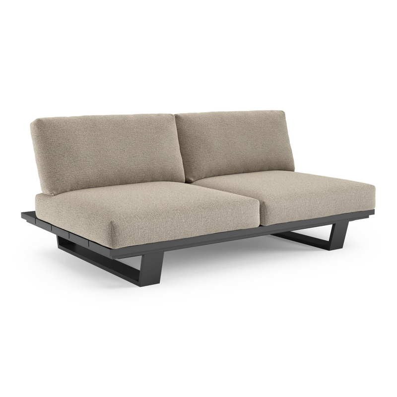 Pagino loungebank in zwart aluminium met catania beige all weather cosytica kussen