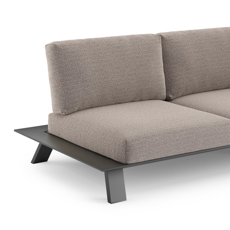 Cesano loungehoek in zwart aluminium met wander granite all weather Sunbrella® luxe kussen