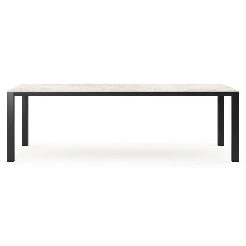 Table de jardin Como rectangulaire en aluminium noir et céramique pleine Rapolano Lg. 240 x Lrg. 100 cm