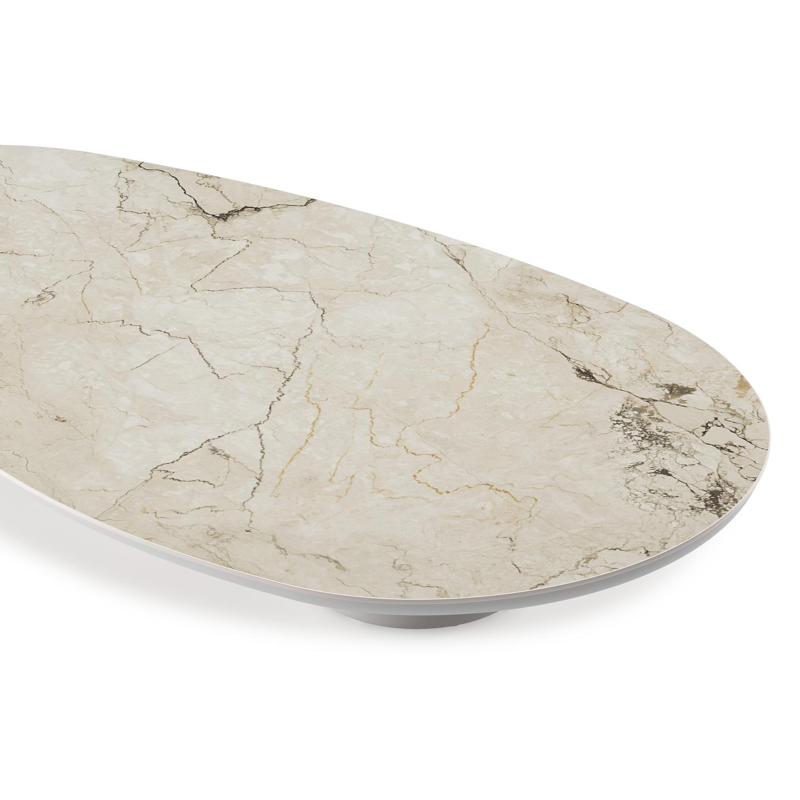 Amico loungetafel organisch in wit aluminium en volkeramiek Colorado Dunes - L 170 x B 91 x H 25 cm