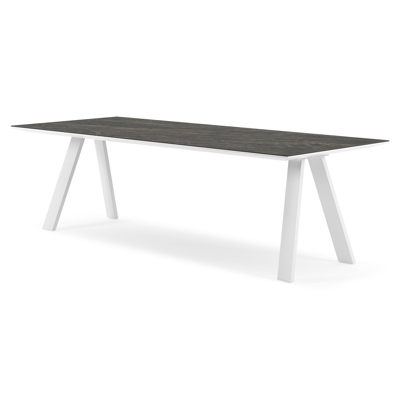 Cesano tuintafel rechthoekig in wit aluminium en volkeramiek Black Obsession - L 240 x B 100 x H 75 cm