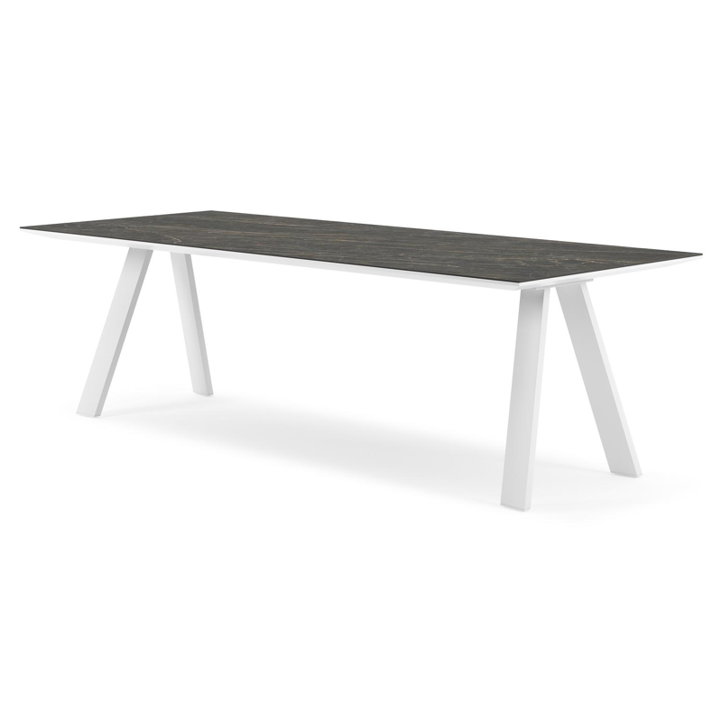 Cesano tuintafel rechthoekig in wit aluminium en volkeramiek Black Obsession - L 240 x B 100 x H 75 cm