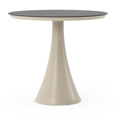 Fano tuintafel rond in beige aluminium en volkeramiek Basalt Black - Dia. 85 x H 75 cm