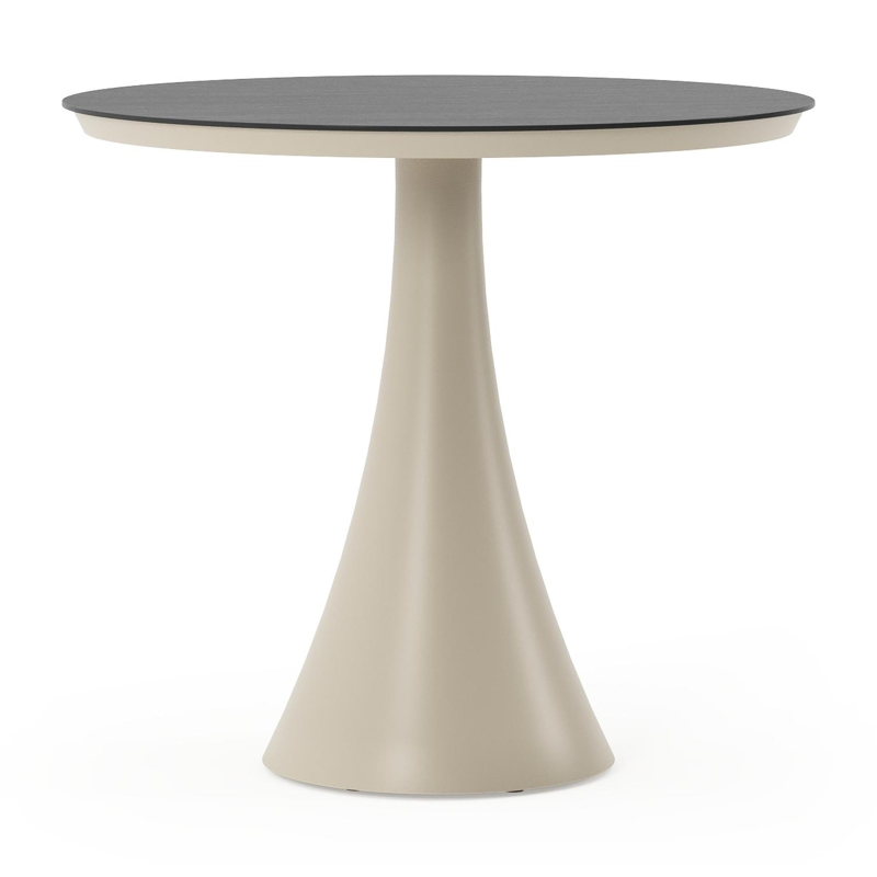 Fano tuintafel rond in beige aluminium en volkeramiek Basalt Black - Dia. 85 x H 75 cm