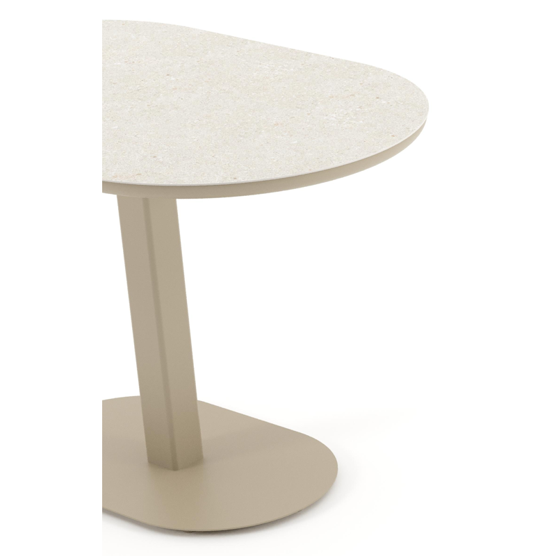 Table de jardin Teramo inclinable bombo en aluminium beige et céramique pleine Shilin - Lg. 110 x Lrg. 70 x Haut. 73.7 cm