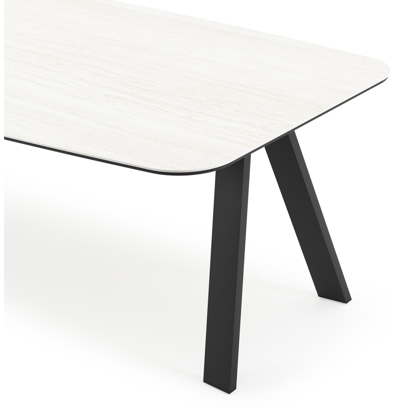 Cesano tuintafel bootvorm in zwart aluminium en volkeramiek calista - L 255 x B 115 x H 75 cm
