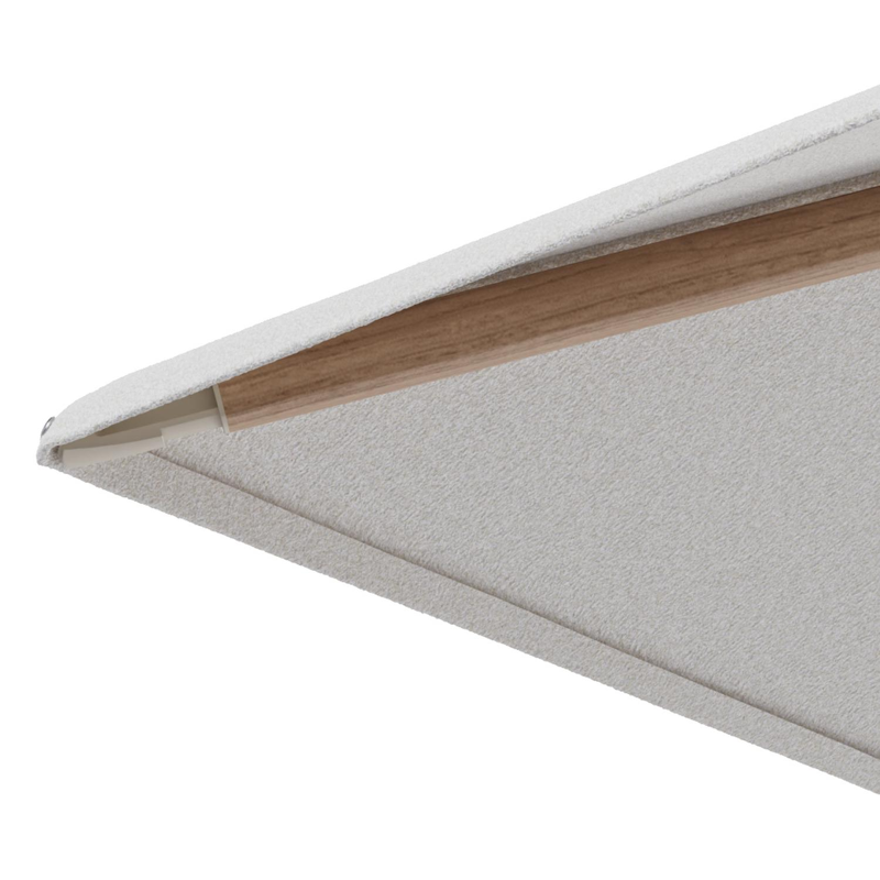 Parasol pendant Minore avec fonction tilt en aluminium aspect de bois et toile de parasol All Weather Solica Soul Optik - Lg.1 280 Lg.2 370 cm avec pied de parasol Minore 260 kg avec roulettes