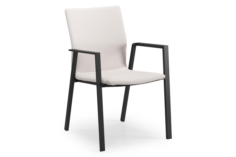 Reza rechthoekige tuinset in zwart aluminium en teak natural finish met 6 Madura tuinstoelen