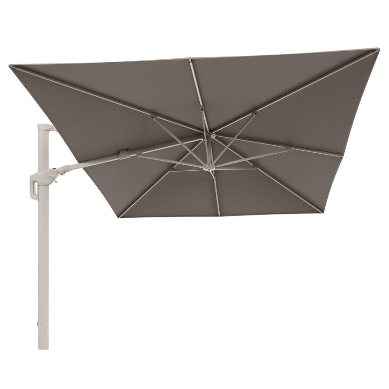 Parasol pendant Minore avec fonction tilt en aluminium beige et toile de parasol All Weather Solica Firenze Earth - Lg.1 400 x Lg.2 300 cm (sans pied de parasol)