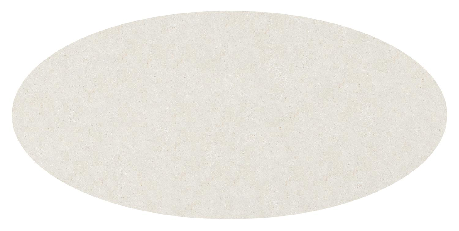 Table de jardin Amico oval en aluminium beige et céramique pleine Shilin - Lg. 260 x Lrg. 125 x Haut. 73.5 cm