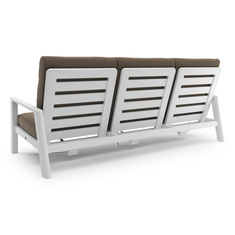 Cirello loungeset in wit aluminium met natte heather grey all weather sunbrella® luxe kussen