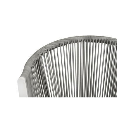 Nano tuinstoel in wit aluminium en grijs verticaal geweven rope