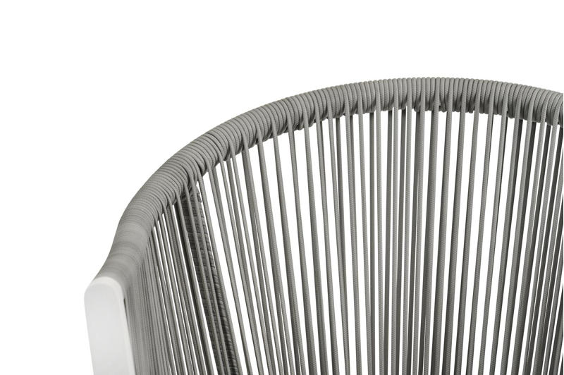 Nano tuinstoel in wit aluminium en grijs verticaal geweven rope