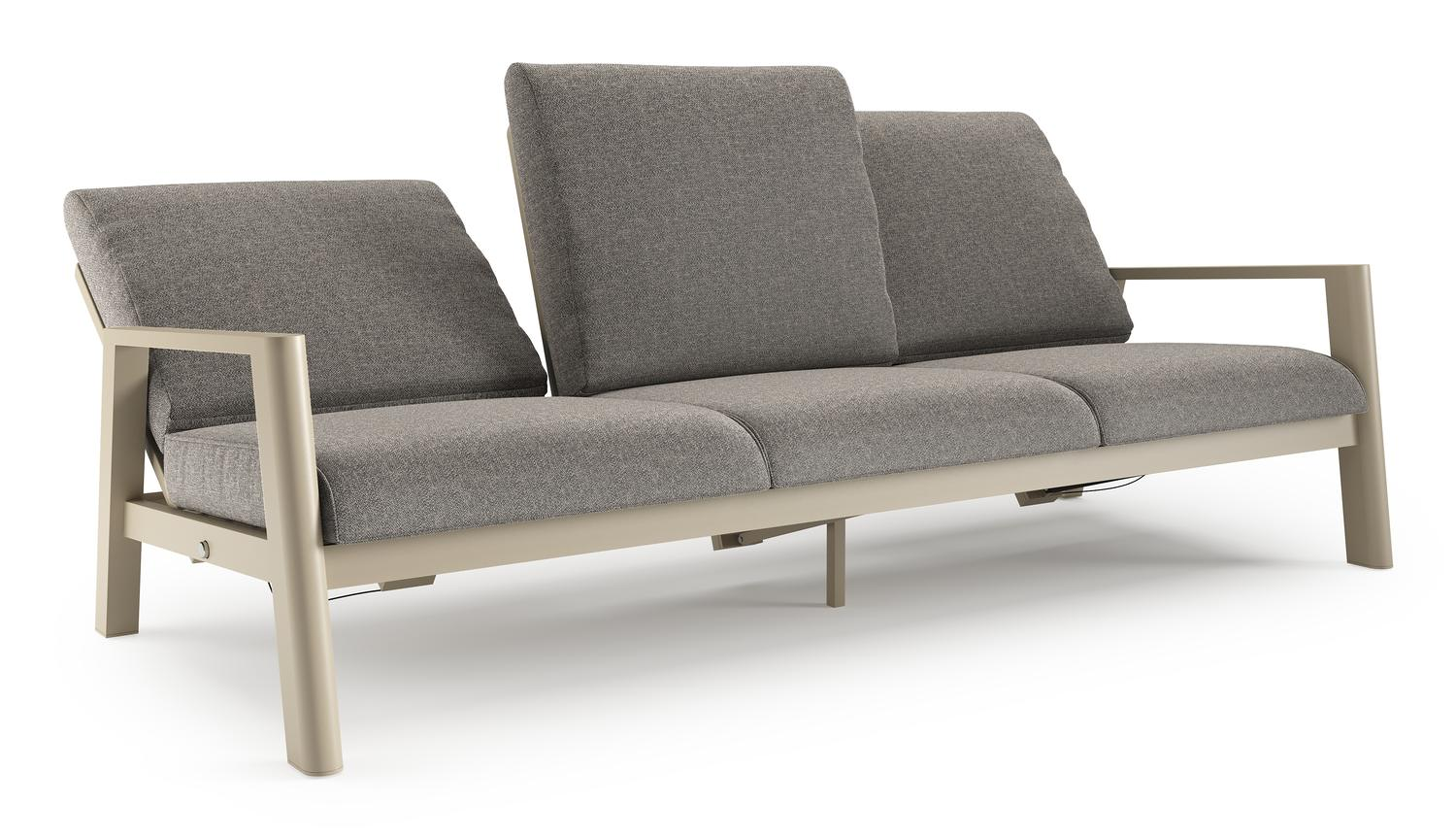 Cirello loungebank in beige aluminium met chartres drizzle all weather sunbrella® luxe kussen