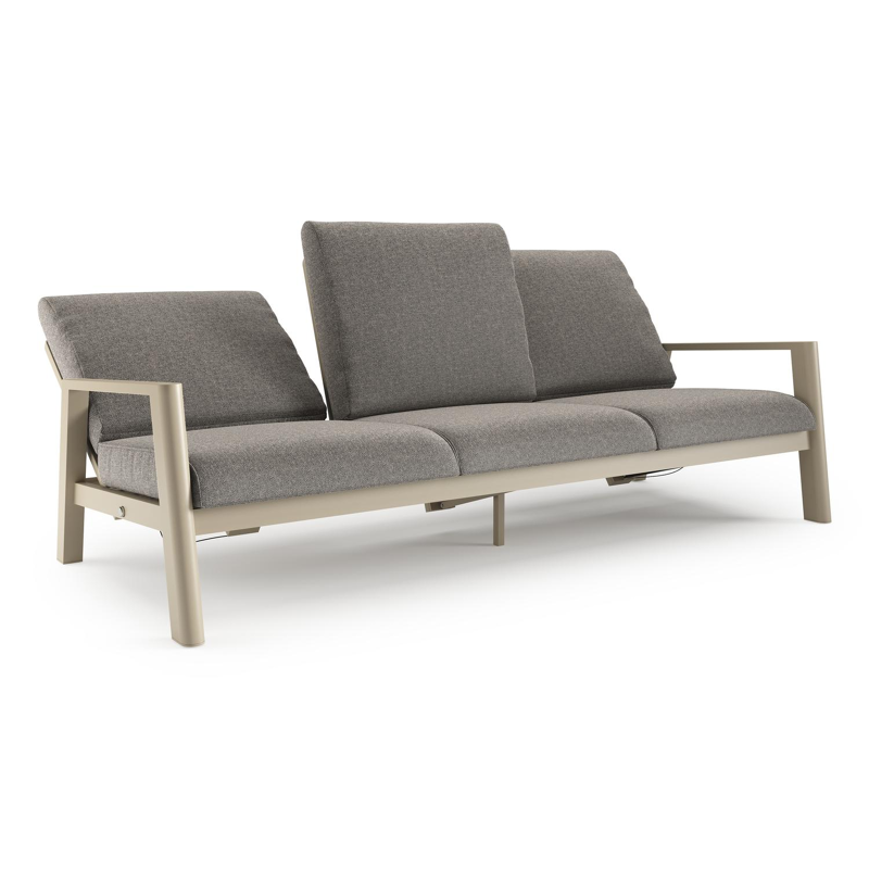 Cirello loungebank in beige aluminium met chartres drizzle all weather sunbrella® luxe kussen