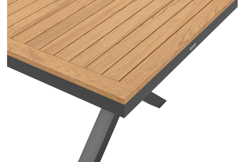 Reza rechthoekige tuinset in zwart aluminium en teak natural finish met 8 Matera tuinstoelen