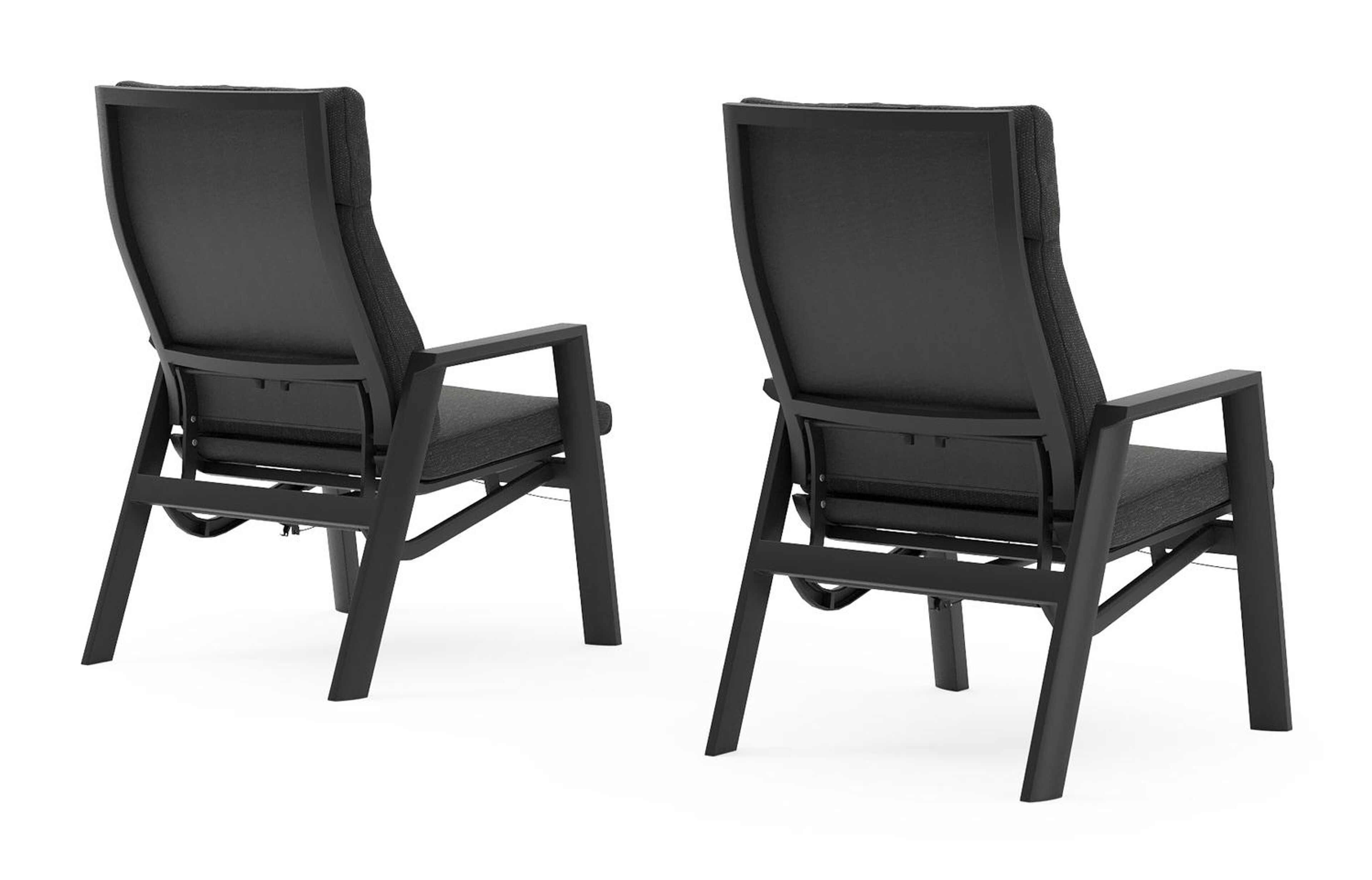 Set van 2 Prato loungestoelen in zwart aluminium met sky black weather+ softtouch kussens