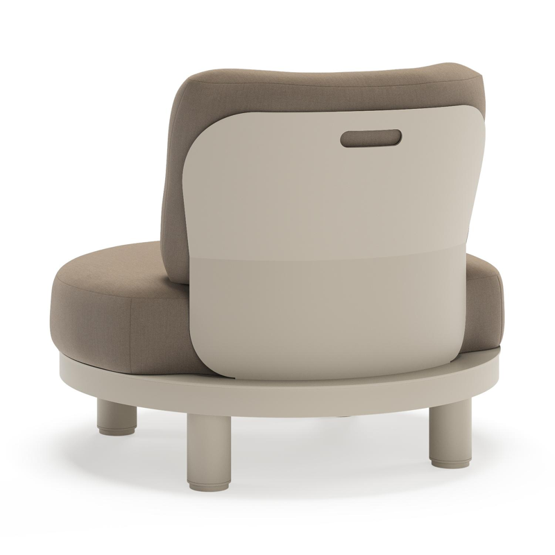 Donato loungestoel in beige aluminium met all weather sunbrella® luxe Natte Heather Grey kussen