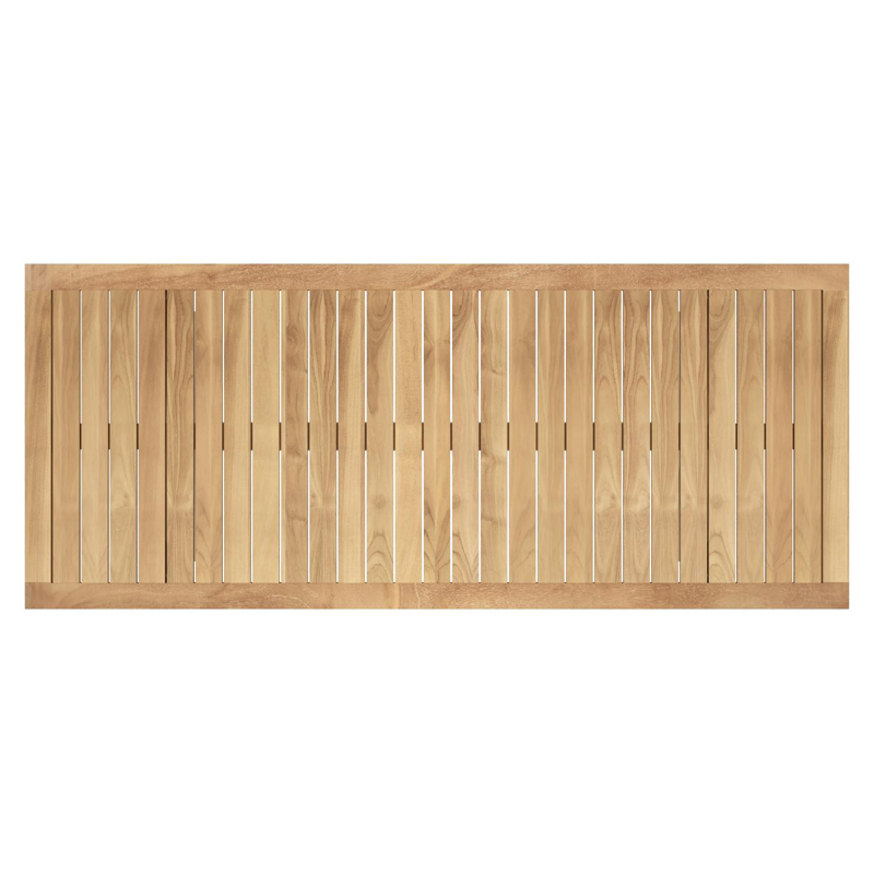 Table de jardin Reza rectangulaire en aluminium beige et teck Naturel - Lg. 220 x Lrg. 92 x Haut. 74 cm