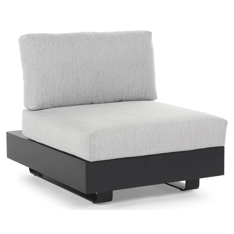 Tufo loungezetel 1-zit in zwart aluminium met savane nimbus all weather sunbrella® luxe kussen