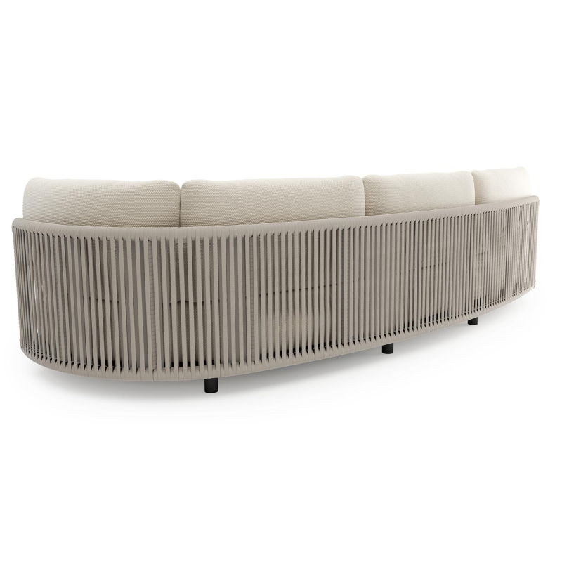 Lomano loungebank in zwart aluminium en beige verticaal geweven luxe vlakke rope met althea off white all weather cosytica kussen