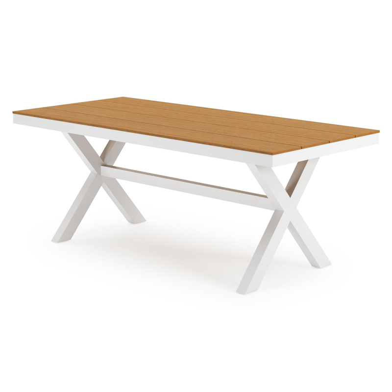 Bahia tuinset in wit aluminium en polywood met 6 Bahia tuinstoelen