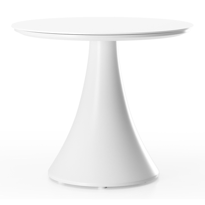 Fano low dining loungetafel in wit aluminium en volkeramiek arctic white - Dia. 65 x H 55 cm