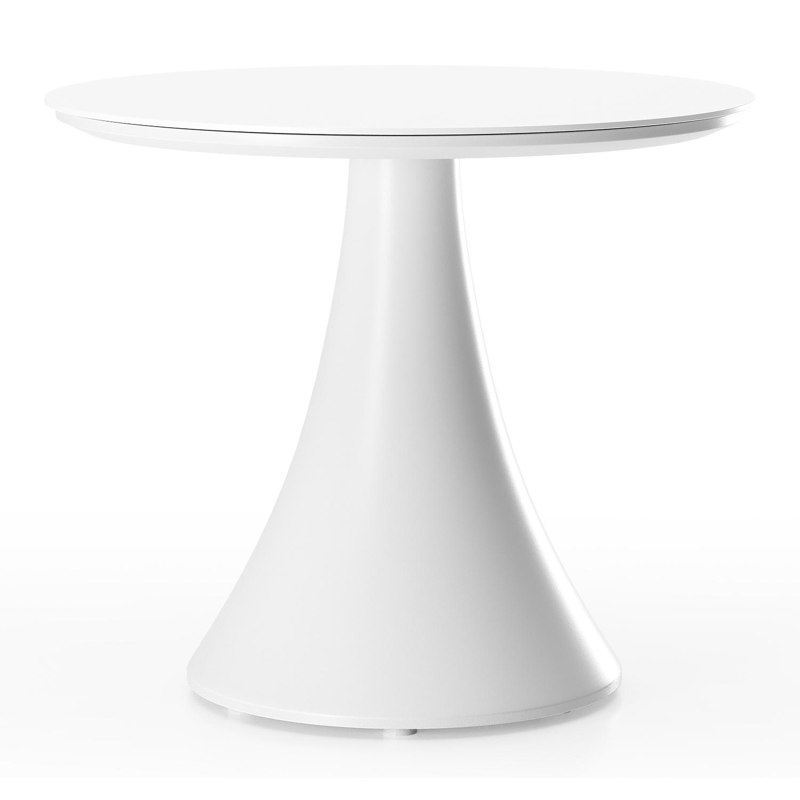 Fano low dining loungetafel in wit aluminium en volkeramiek arctic white - Dia. 65 x H 55 cm