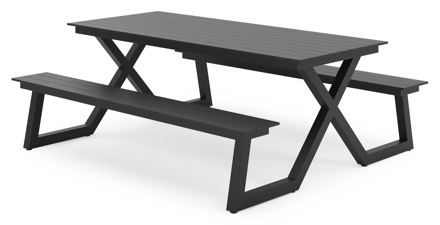 Mundo picknicktafel in zwart aluminium - L 200 x B 174 x H 75 cm