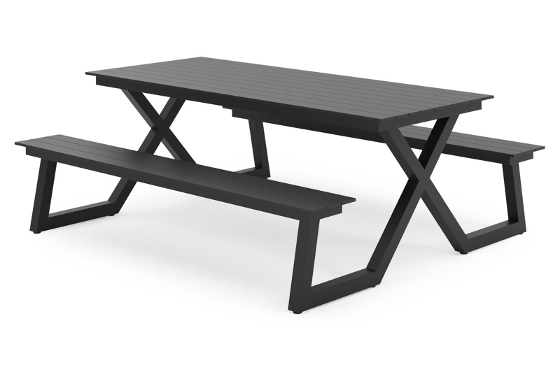 Mundo picknicktafel in zwart aluminium - L 200 x B 174 x H 75 cm