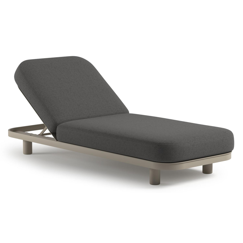 Chaise longue réglable Donato en aluminium beige avec All Weather Sunbrella® luxe savane tornado coussin