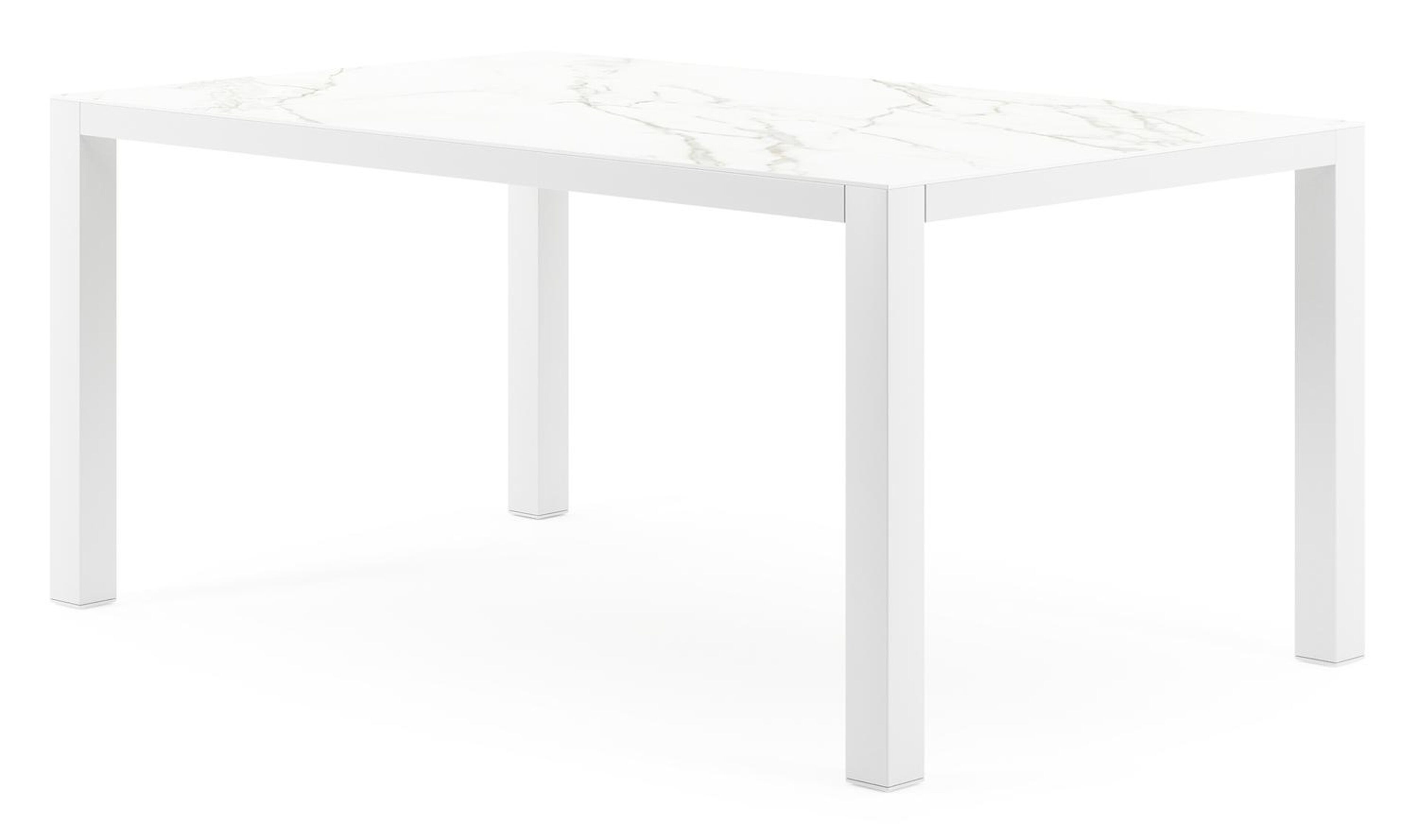 Table de jardin Como en aluminium blanc et céramique pleine calacatta - Lg 160 x Larg. 100 x H 75 cm