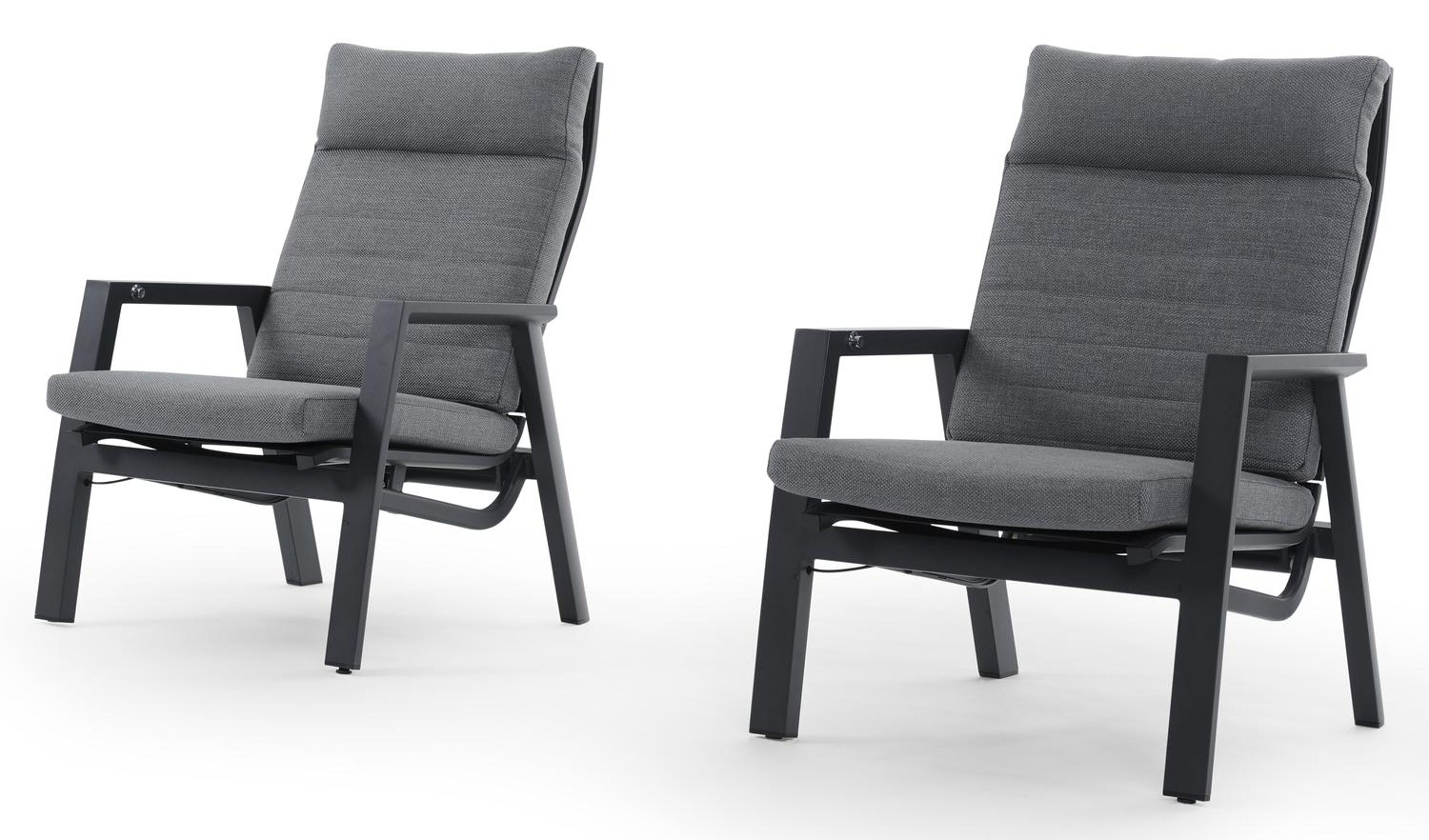 Prato balkonset in zwart aluminium met grijs weather+ textilene kussens