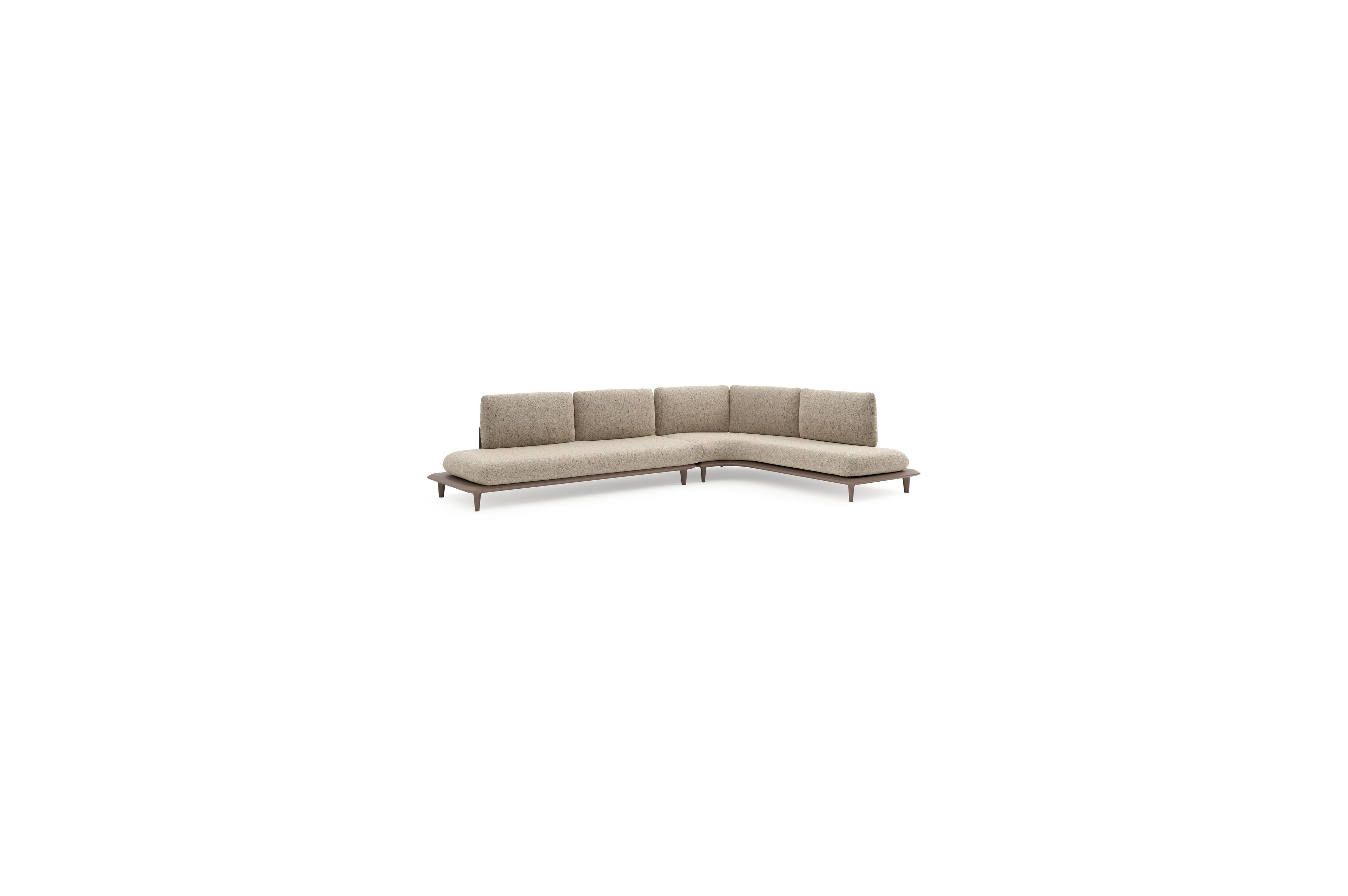 Bomero loungehoek in taupe aluminium met bora jungle all weather cosytica kussen
